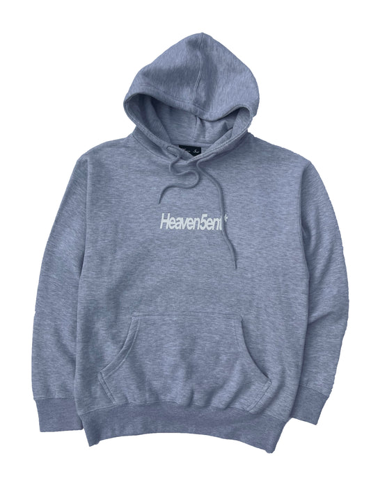 Gray hoodie with 'Heavenly' logo on a white background